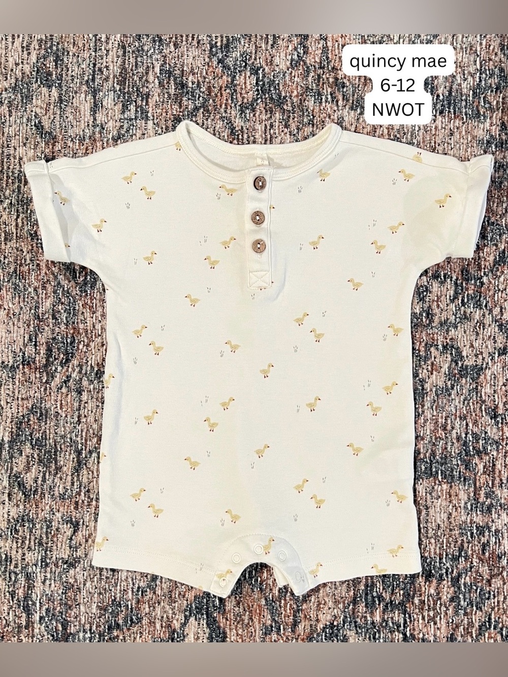 Romper with Tiny Yellow Duck Print